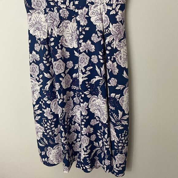 Banana Republic A Line Dress Sz 4 Blue Floral Sleeveless Pencil Sheath Wedding - Picture 7 of 10